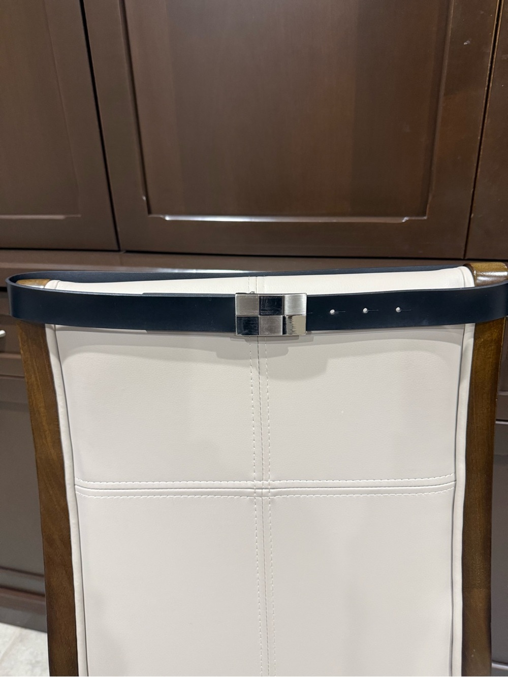 Black Leather Belt with Silver Buckle